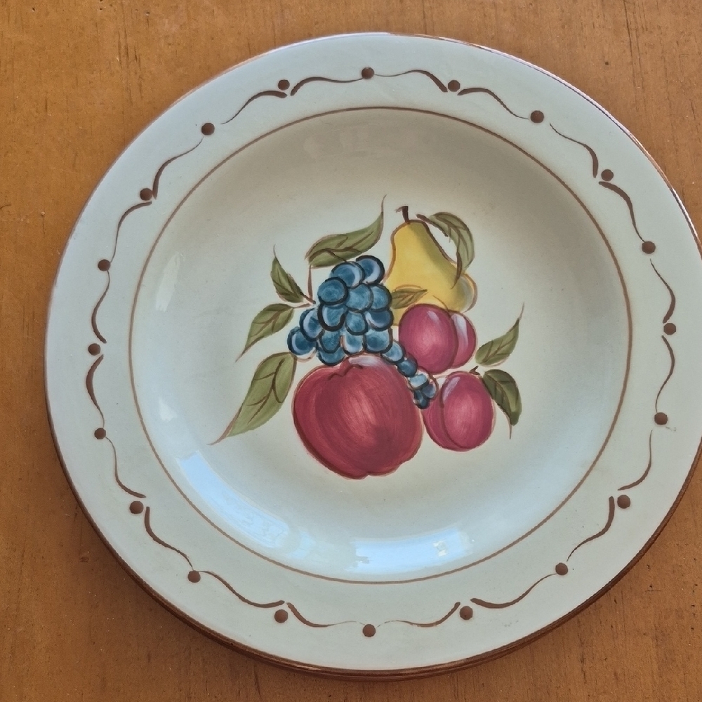 Around The Orchard by Home Fruit Design Ceramic 9.5"  Salad Plates. Set of 4